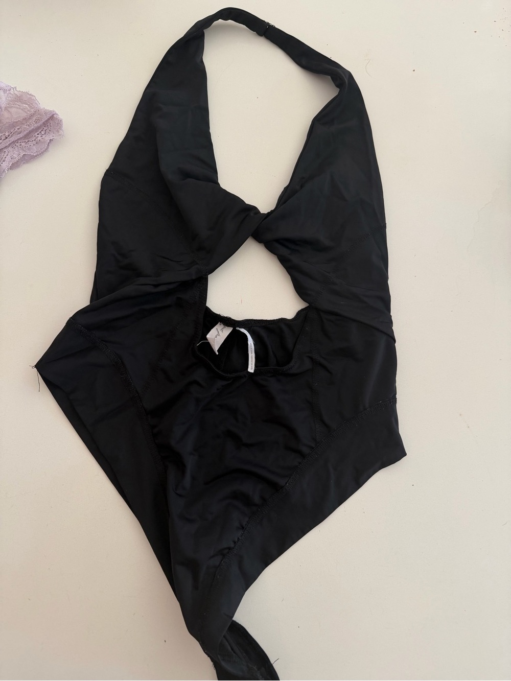 Black Halter Twist Front Women's bodysuit